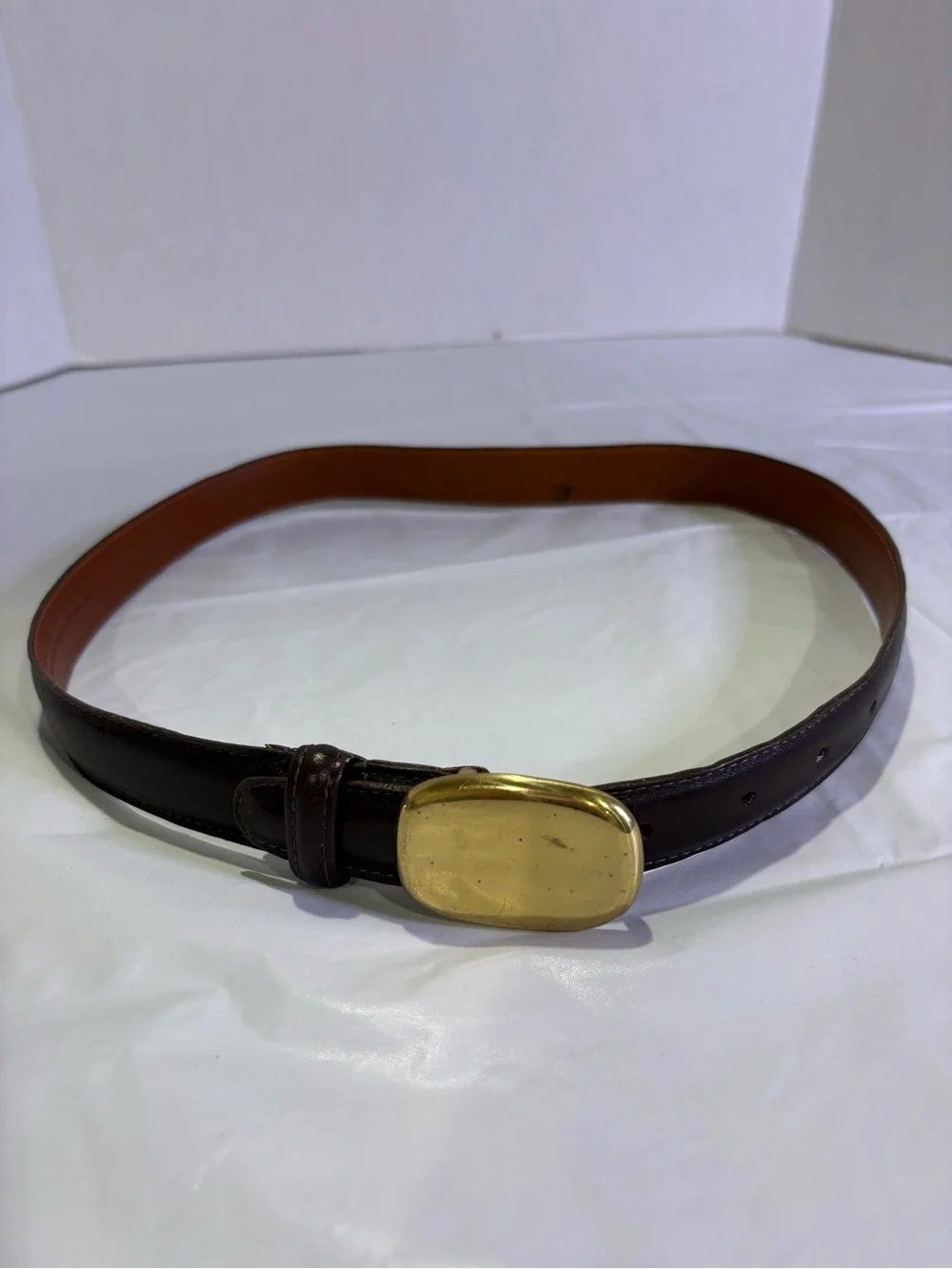 Coach Vintage Dark Brown Leather Belt with Gold Oval Buckle